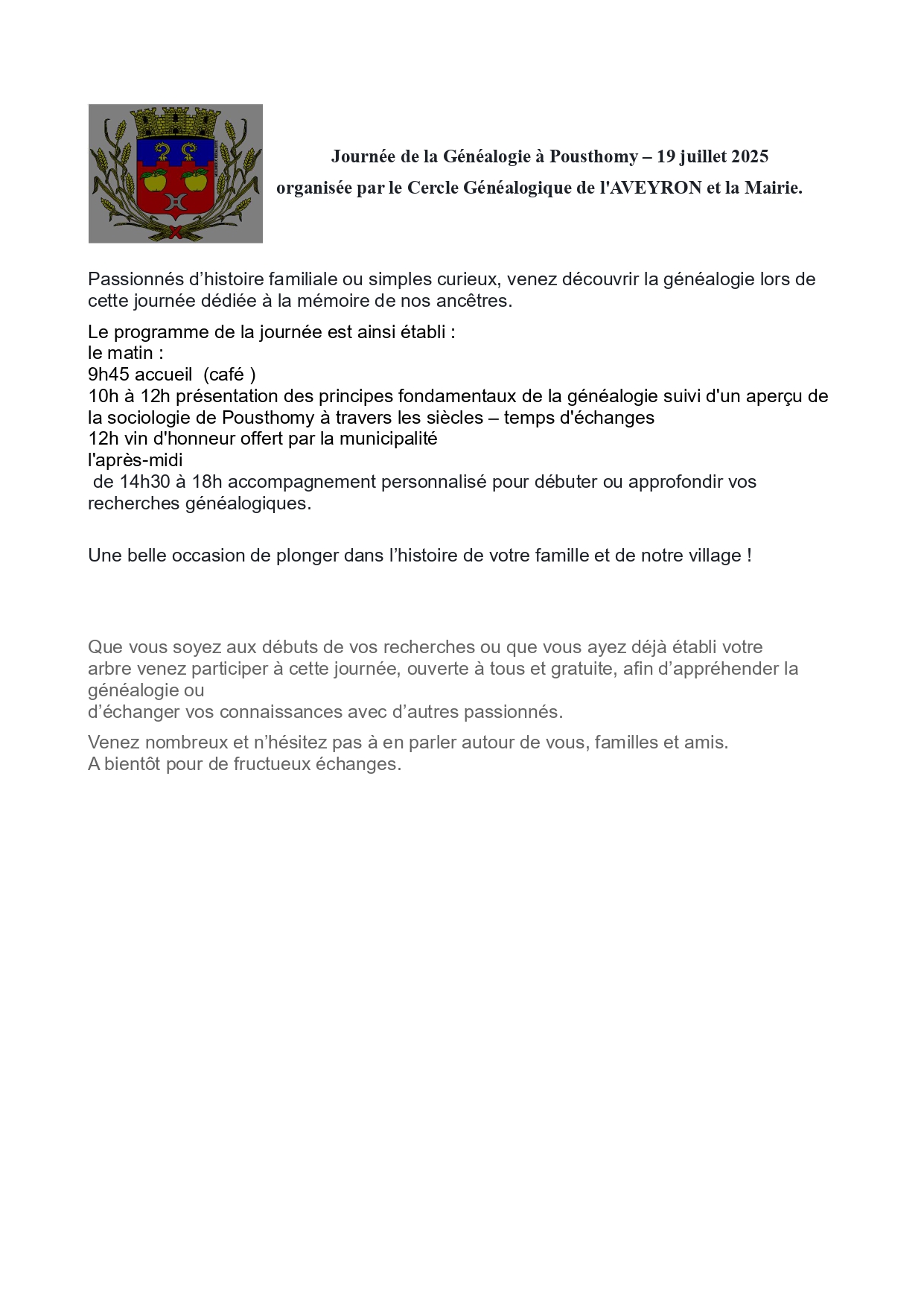 Lire la suite à propos de l’article Journée Généalogique